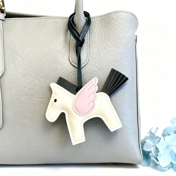 White and Pink Pegasus Horse Bag Charm or Keychain - Picture 1 of 3